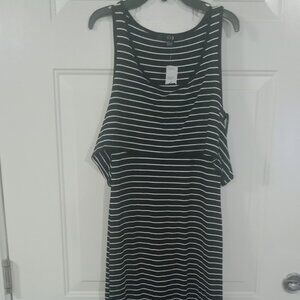 Women's Forever 21 Black/Cream Stripe Sleeveless Dress Sz. M